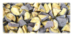 organic frozen eggplants in bulk packaging